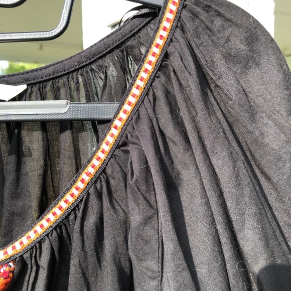 H&M/Black & Orange Embroidered Peasant Blouse/ SZ 8 - Picture 6 of 8